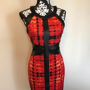 Black and Red Thalia Sodi Fitted Dress